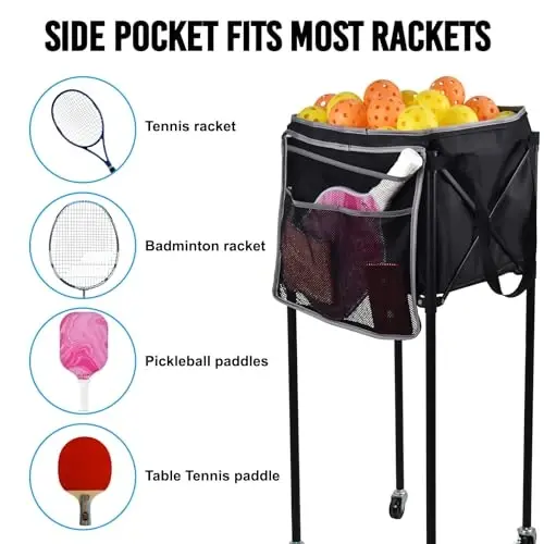 ELKCIP Portable Pickleball & Tennis Ball Hopper - Pickleball Collector Retriever Basket Carrier Gatherer Picker Container for Picking and Storage Training Tool for Ball - 5
