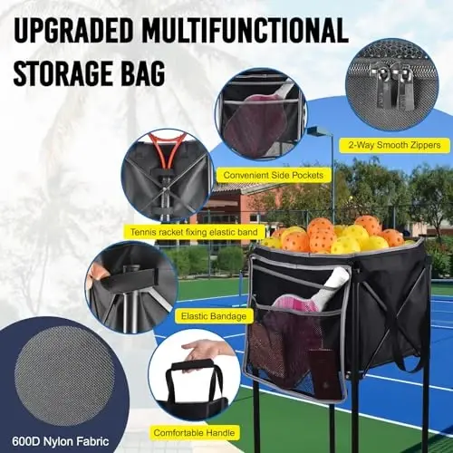 ELKCIP Portable Pickleball & Tennis Ball Collector - Pickleball Retriever Basket Carrier Gatherer Picker Hopper Container for Picking and Storage Training Tool for Ball - 3