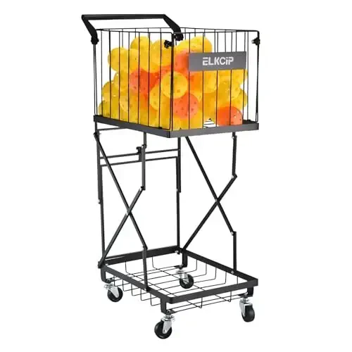 ELKCIP Portable Pickleball & Tennis Ball Collector - Pickleball Retriever Basket Carrier Gatherer Picker Hopper Container for Picking and Storage Training Tool for Ball 