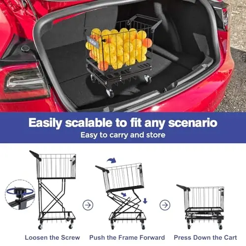 ELKCIP Portable Pickleball & Tennis Ball Collector - Pickleball Retriever Basket Carrier Gatherer Picker Hopper Container for Picking and Storage Training Tool for Ball - 4