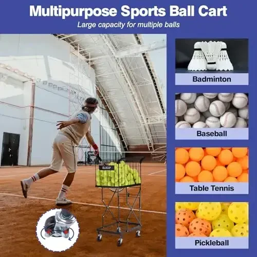ELKCIP Portable Pickleball & Tennis Ball Collector - Pickleball Retriever Basket Carrier Gatherer Picker Hopper Container for Picking and Storage Training Tool for Ball - 5