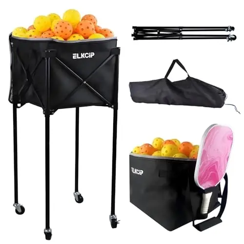 ELKCIP Portable Pickleball & Tennis Ball Collector - Pickleball Retriever Basket Carrier Gatherer Picker Hopper Container for Picking and Storage Training Tool for Ball 