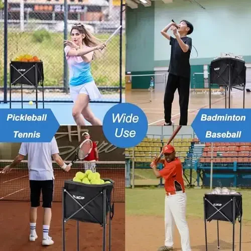 ELKCIP Portable Pickleball & Tennis Ball Collector - Pickleball Retriever Basket Carrier Gatherer Picker Hopper Container for Picking and Storage Training Tool for Ball - 6