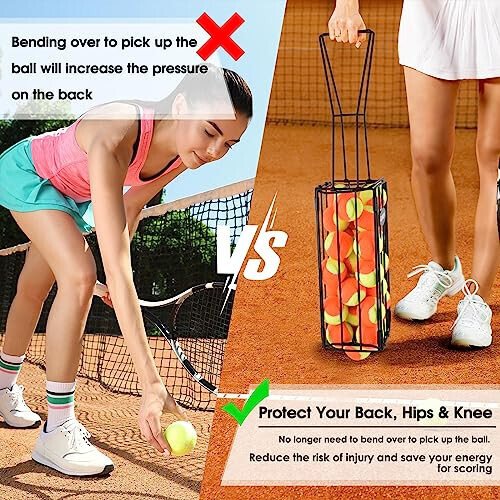 ELKCIP Portable Pickleball & Tennis Ball Collector - Pickleball Retriever Basket Carrier Gatherer Picker Hopper Container for Picking and Storage Training Tool for Ball - 3