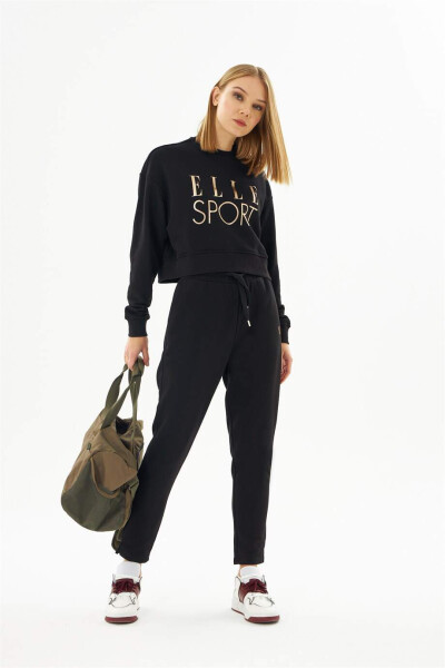 ELLE Sport Black Glittered Women's Crop Sweatshirt - 3