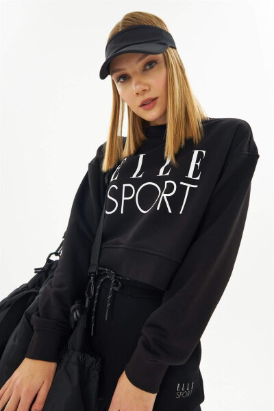 ELLE Sport Oq Bosib Chiqarilgan Ayollar Crop Sweatshirt - 1