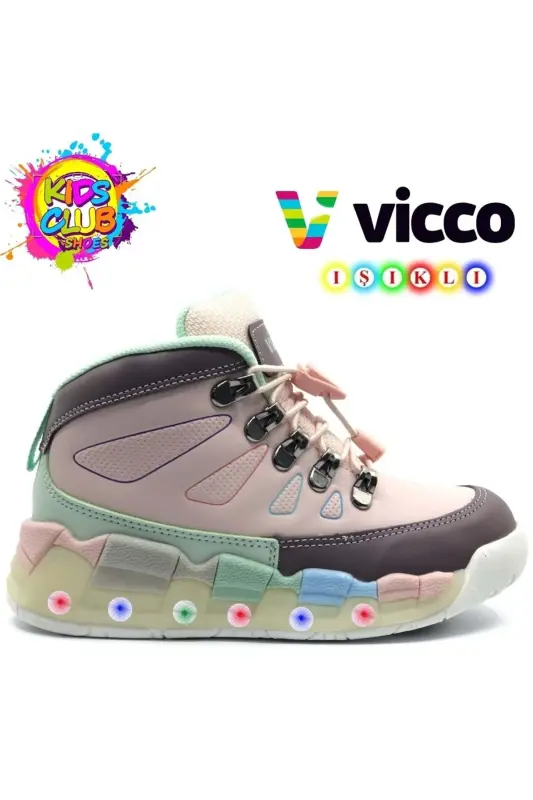 Ellen Phylon Kauçuk Taban Ortopedik Işıklı Çocuk Bot PUDRA-PUDRA - VICCO