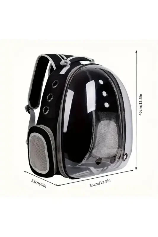 Ellips Mushuklar Uchun Ko'tarish Sumkasi Qora Qo'l Va Orqa Sumkasi 6 Havoning Kanallari 2 To'rli Cho'ntak Mushuklar Uchun Ko'tarish Sumkasi - 6