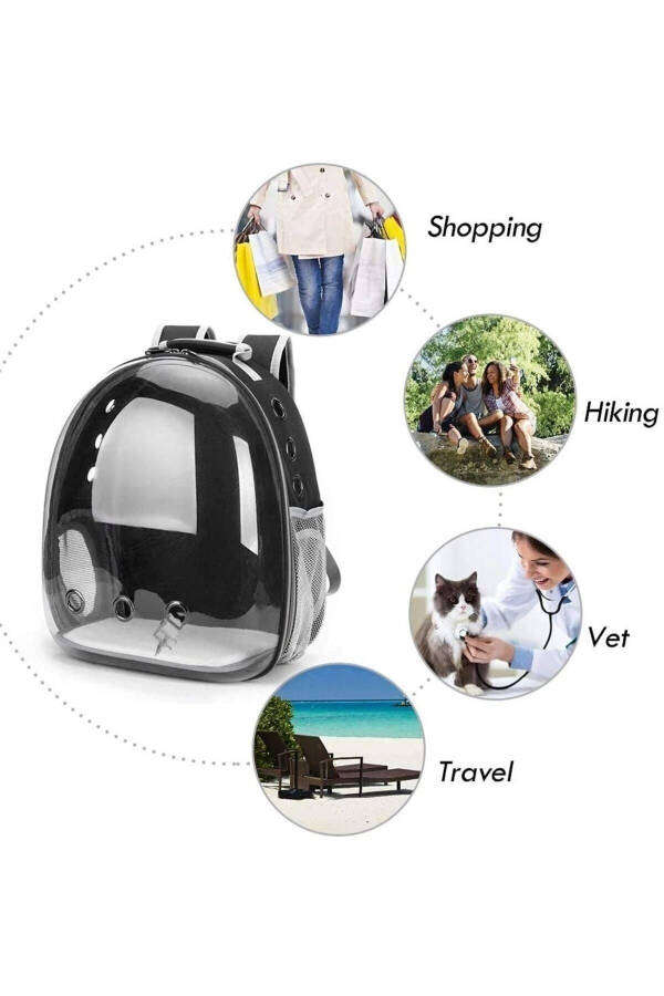 Ellipse Cat Carrier Bag Black Hand And Back Bag 6 Air Channels 2 Mesh Pocket Cat Carrier Bag - 7