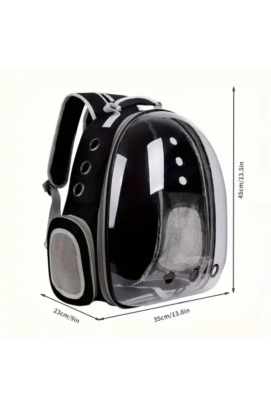 Ellipse Cat Carrier Bag Black Hand And Back Bag 6 Air Channels 2 Mesh Pocket Cat Carrier Bag - 6