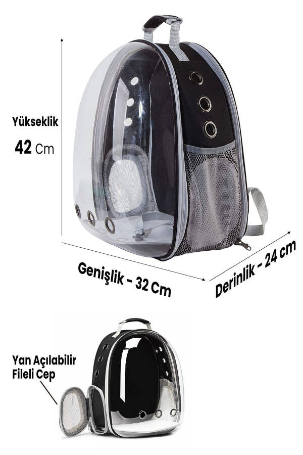 Ellipse Cat Carrier Bag Black Hand And Back Bag 6 Air Channels 2 Mesh Pocket Cat Carrier Bag - 11