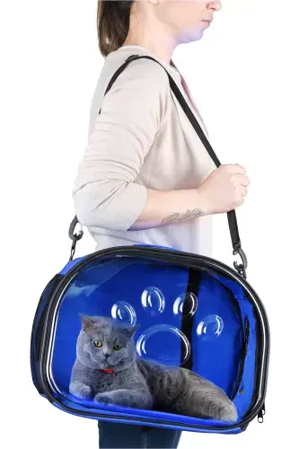 Elliptical Cat Carrier Blue-blue - 1