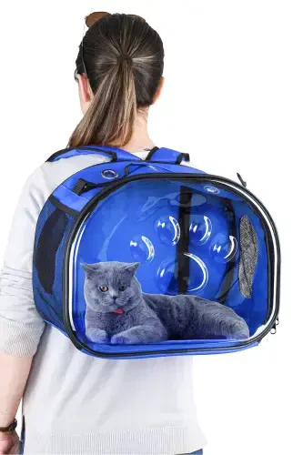 Elliptical Cat Carrier Blue-blue - 2