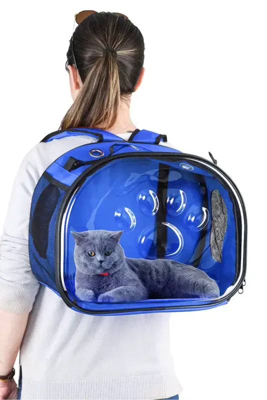 Elliptical Cat Carrier Blue-blue - 2