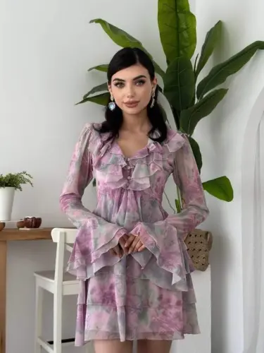 Elose Fırfırlı Elbise - 1