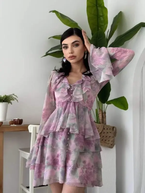 Elose Fırfırlı Elbise - 3