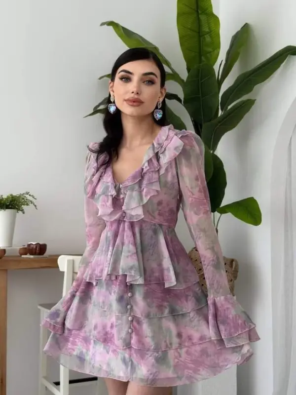 Elose Fırfırlı Elbise - 5