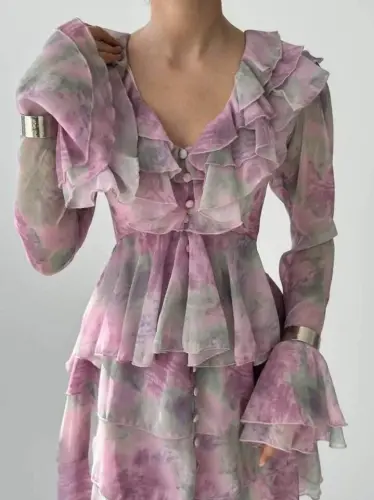 Elose Fırfırlı Elbise - 7