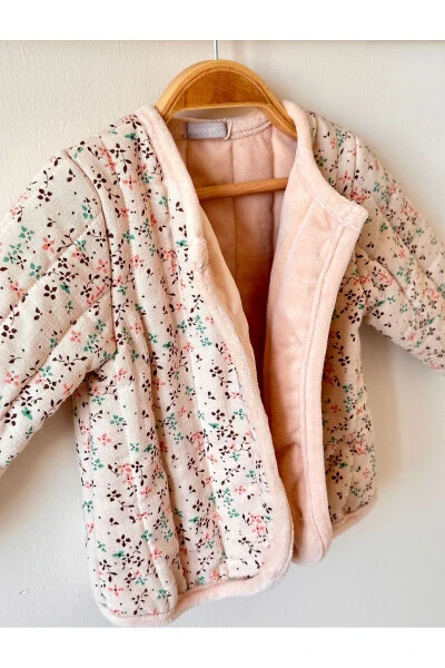 Elsa Baby Girl Floral Patterned Fleece Jacket - YUPERA