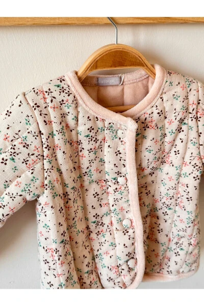 Elsa Baby Girl Floral Patterned Fleece Jacket - 3