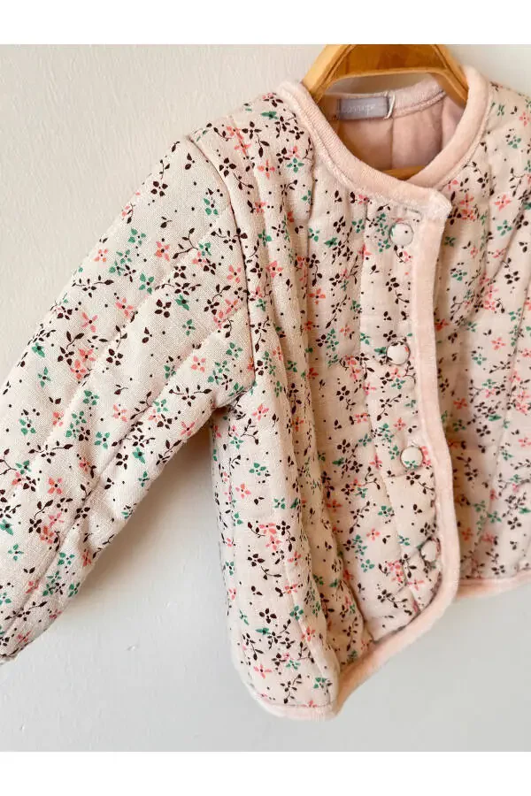 Elsa Baby Girl Floral Patterned Fleece Jacket - 4