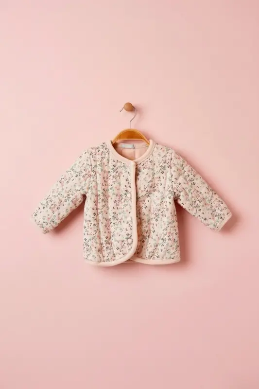 Elsa Baby Girl Floral Patterned Fleece Jacket - 1