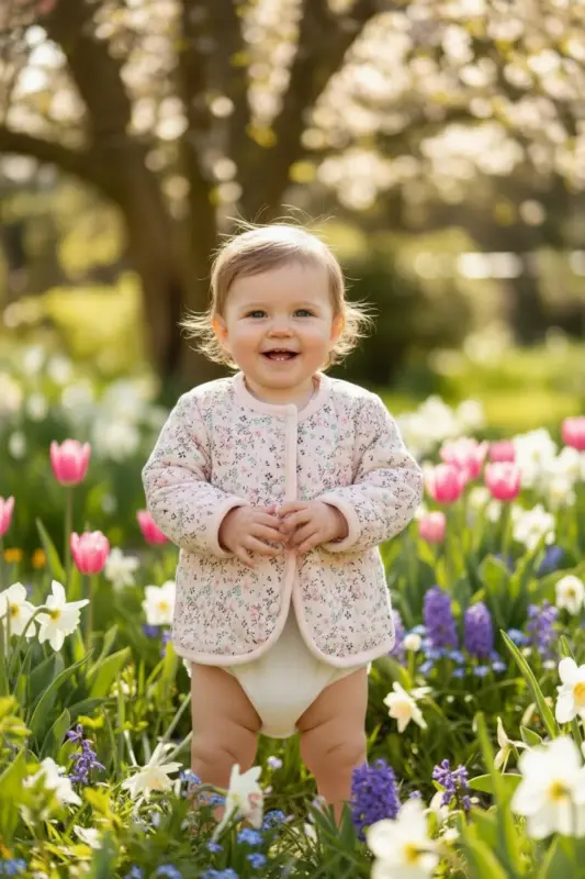 Elsa Baby Girl Floral Patterned Fleece Jacket - 2