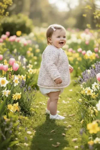 Elsa Kız Bebek Çiçek Desenli Polarlı Ceket - 3