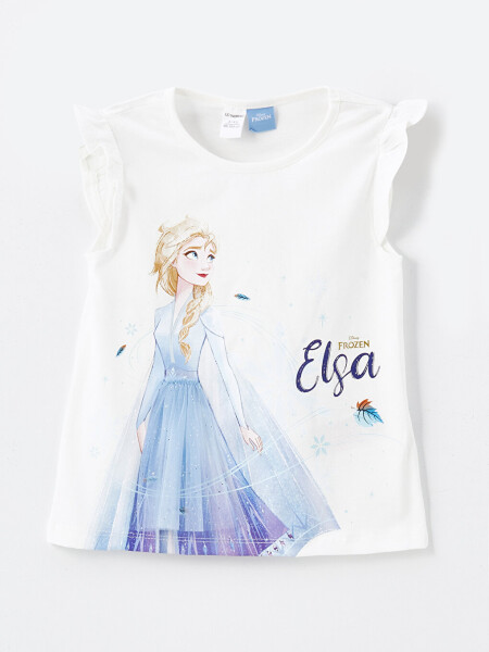 Elsa Printed Baby Girl T-Shirt and Leggings Set with Bicycle Neck and Short Sleeves - 6