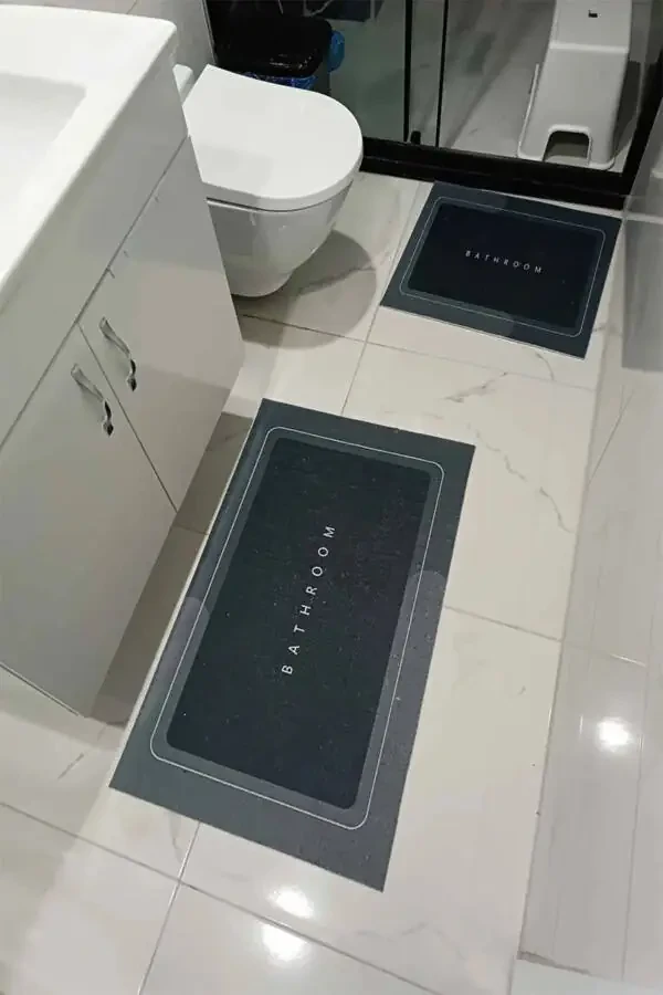 Else Anthracite Bathroom Printed Washable Non-Slip 2-Piece Bath Mat Toilet Set - 3