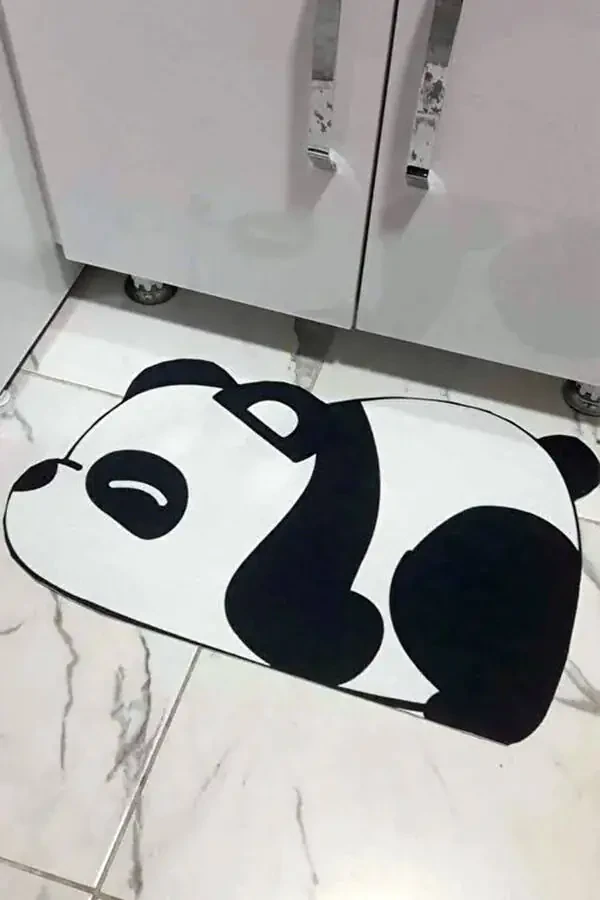 Else Panda Сув ютувчи душ олдидан ванна хонаси учун палас, туалет учун бир бўлак ҳайвонли ванна ковриги - 4