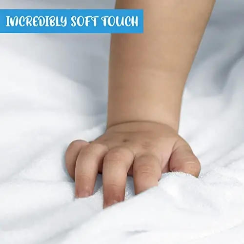 ELSVIN Set of 2 Hooded Baby Towels – White and Blue – Luxurious, Large and Super Absorbent – 30 x 30 Inch – Soft and Suitable for Infants, Toddlers and Kids – 400 GSM - 4