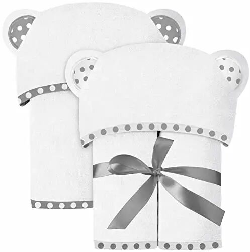 ELSVIN Set of 2 Hooded Baby Towels – White – Luxurious, Large and Super Absorbent – 30 x 30 Inch – Soft and Suitable for Infants, Toddlers and Kids – 400 GSM - ELSVIN
