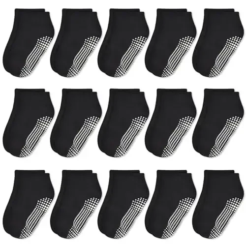 ELUTONG Non Slip Toddler Socks,Boy Socks with Grips 15 Pairs Anti Skid Kids Low Cut Socks for Baby Infant(0-7 Years) - 1
