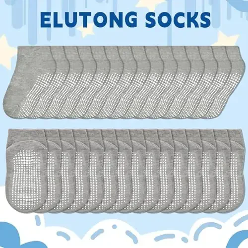 ELUTONG Non Slip Toddler Socks,Boy Socks with Grips 15 Pairs Anti Skid Kids Low Cut Socks for Baby Infant(0-7 Years) - 6