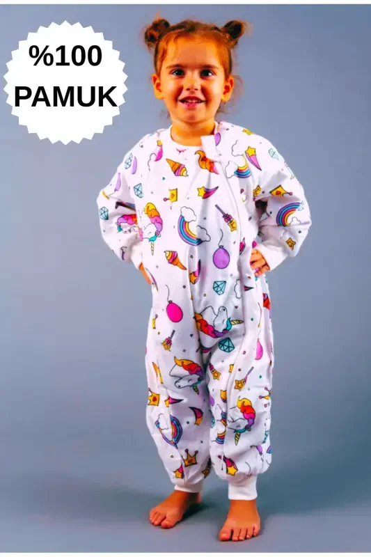 Elyafsiz Organik Qishki Uzoq Yengli Ikki Qavat 100% Paxta Poplin Lolipop Bolalar Chaqaloq Uyqu Tulumchasi - HAPPYSTORE