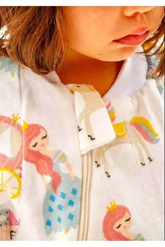 Elyafsiz Organik Qishki Uzun Yengli Ikki Qavat 100% Paxta Muslin Malika Gazel Bolasi Uyqu Tulumchasi - 3