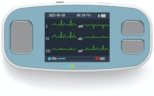 EMAY 6L Ko'chma EKG Monitori | 6 Kanal orqali EKG va Yurak Urishi tezligini yozib olish | Smartfon va Kompyuter bilan mos keladi | Obuna talab qilinmaydi - 1