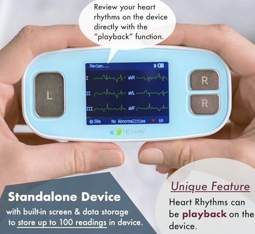 EMAY 6L Ko'chma EKG Monitori | 6 Kanal orqali EKG va Yurak Urishi tezligini yozib olish | Smartfon va Kompyuter bilan mos keladi | Obuna talab qilinmaydi - 4