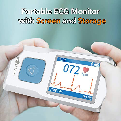 EMAY Portable ECG Monitor | Record ECG and Heart Rate Anytime Anywhere | Stand-alone Device with LCD Screen and Storage | No Subscription Required - 2