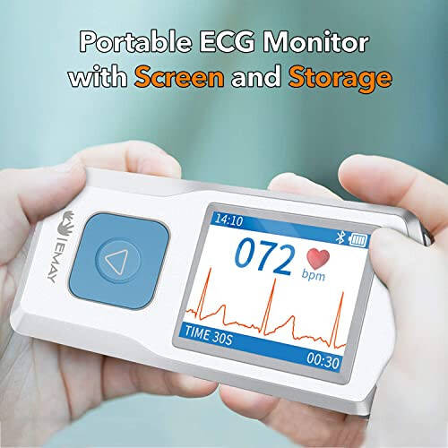 EMAY Portable ECG Monitor | Record ECG and Heart Rate Anytime Anywhere | Stand-alone Device with LCD Screen and Storage | No Subscription Required - 2