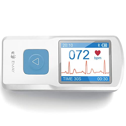 EMAY Taşınabilir EKG Monitörü | Herhangi Bir Zaman Herhangi Bir Yerde EKG ve Nabız Kaydı | LCD Ekran ve Depolama Alanı ile Bağımsız Cihaz | Abonelik Gerektirmez - 1