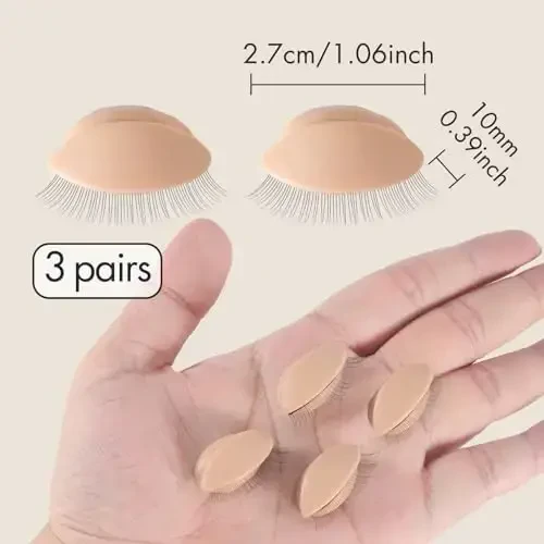 Embagol Multifunction Replaced Eyelids Makeup for Training Head Removable Realistic Eyelids Eyelash Training (3 Pair (Pack of 1)) - 7