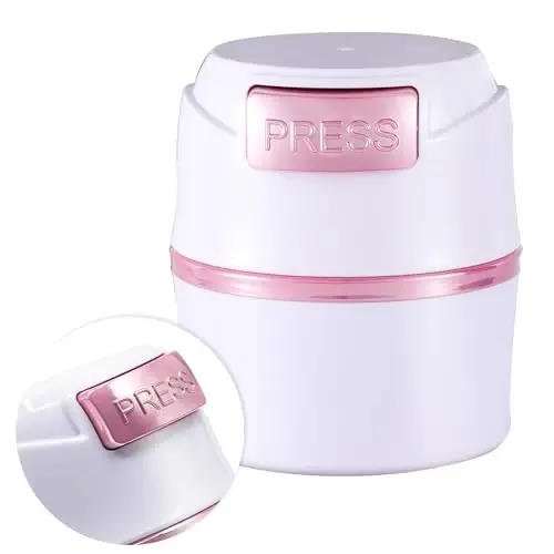 Embagol Eyelash Glue Storage Container Tank - Adhesive Jar Stand Makeup Case Cosmetic Storage Tank - White with Pink - 1