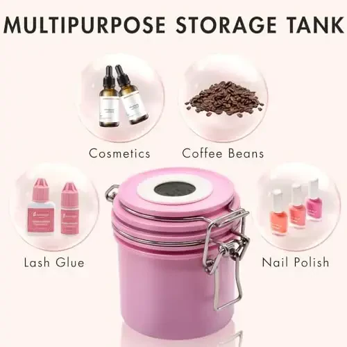 Embagol False Lash Glue Storage Tank With Thermometer Adhesive Carbon Sealed Leak-proof Containers Grafting Eyelash Extension Supplies(PINK) - 6