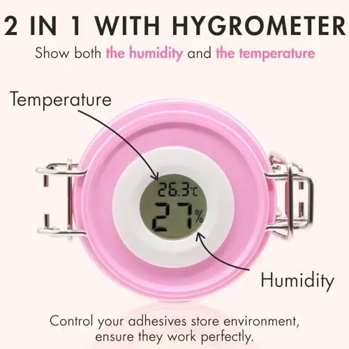 Embagol False Lash Glue Storage Tank With Thermometer Adhesive Carbon Sealed Leak-proof Containers Grafting Eyelash Extension Supplies(PINK) - 2