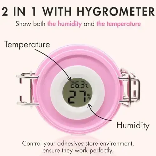 Embagol False Lash Glue Storage Tank With Thermometer Adhesive Carbon Sealed Leak-proof Containers Grafting Eyelash Extension Supplies(PINK) - EMBAGOL (1)