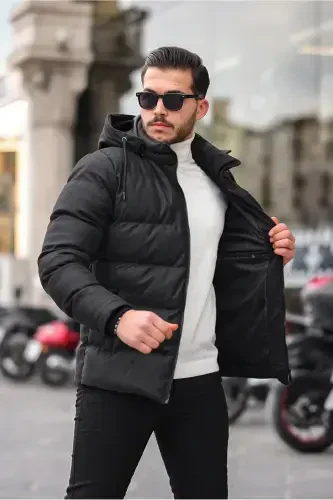 Emblem Carbon Leather Jacket Hooded PLDP 2959-BLACK - 2