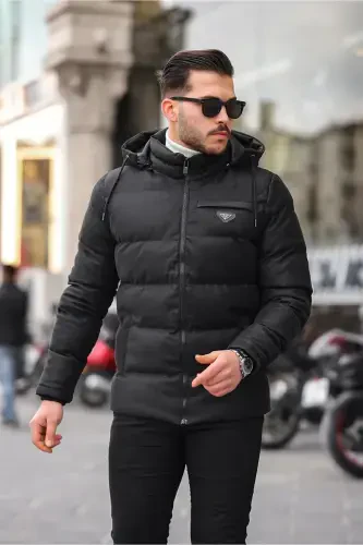 Emblem Carbon Leather Jacket Hooded PLDP 2959-BLACK - 3