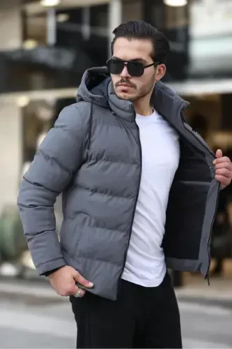 Emblem Carbon Leather Jacket Hooded PLDP 2959-GRAY - 2